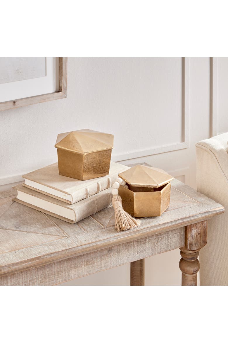 Luca Lidded Boxes Set of 2, Alternate, color, Gold