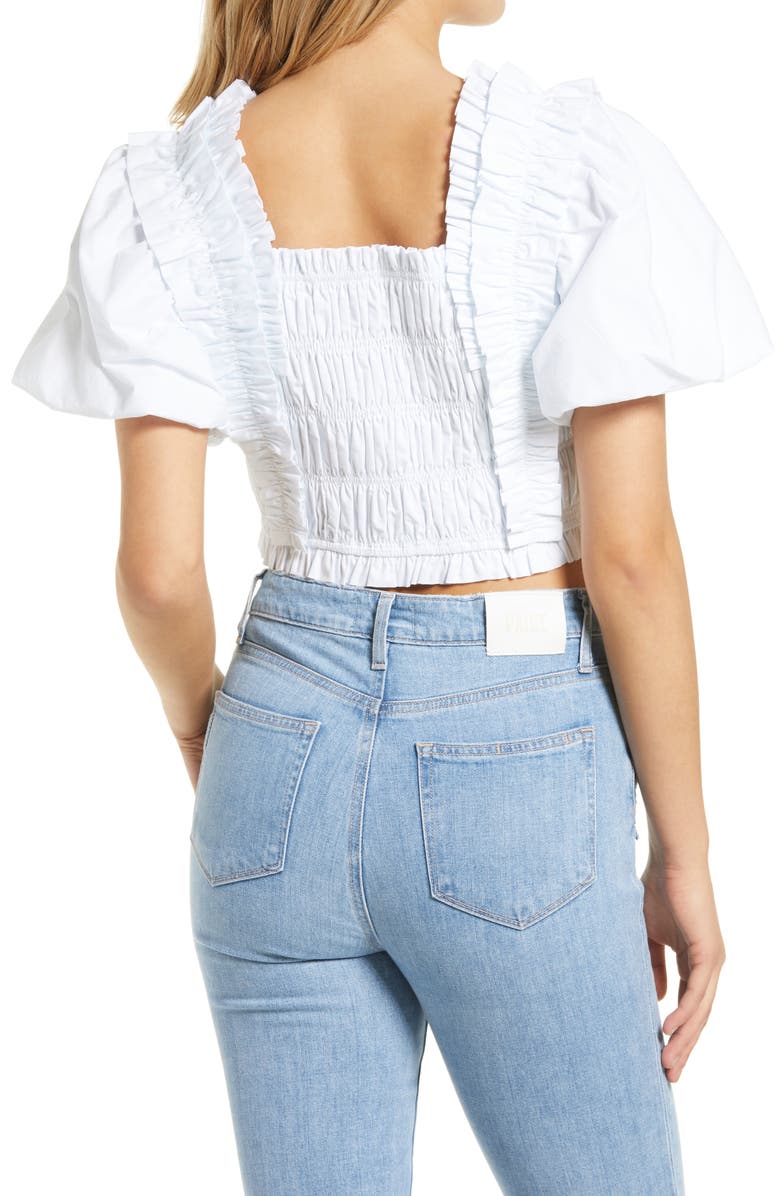 Endless Rose Smocked Puff Sleeve Crop Top, Alternate, color,