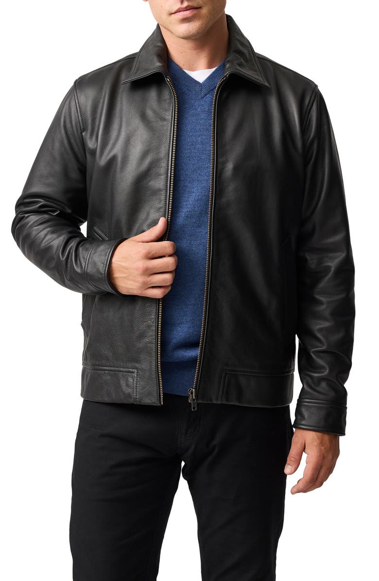 Rodd & Gunn Leadervale Leather Jacket, Main, color, Nero