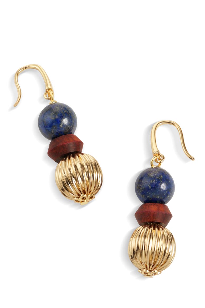 Temple Seed Earrings, Alternate, color, Gold&Blue&Red