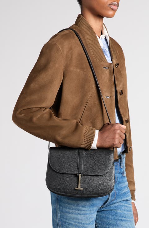 Small Kara Grain Leather Crossbody Bag