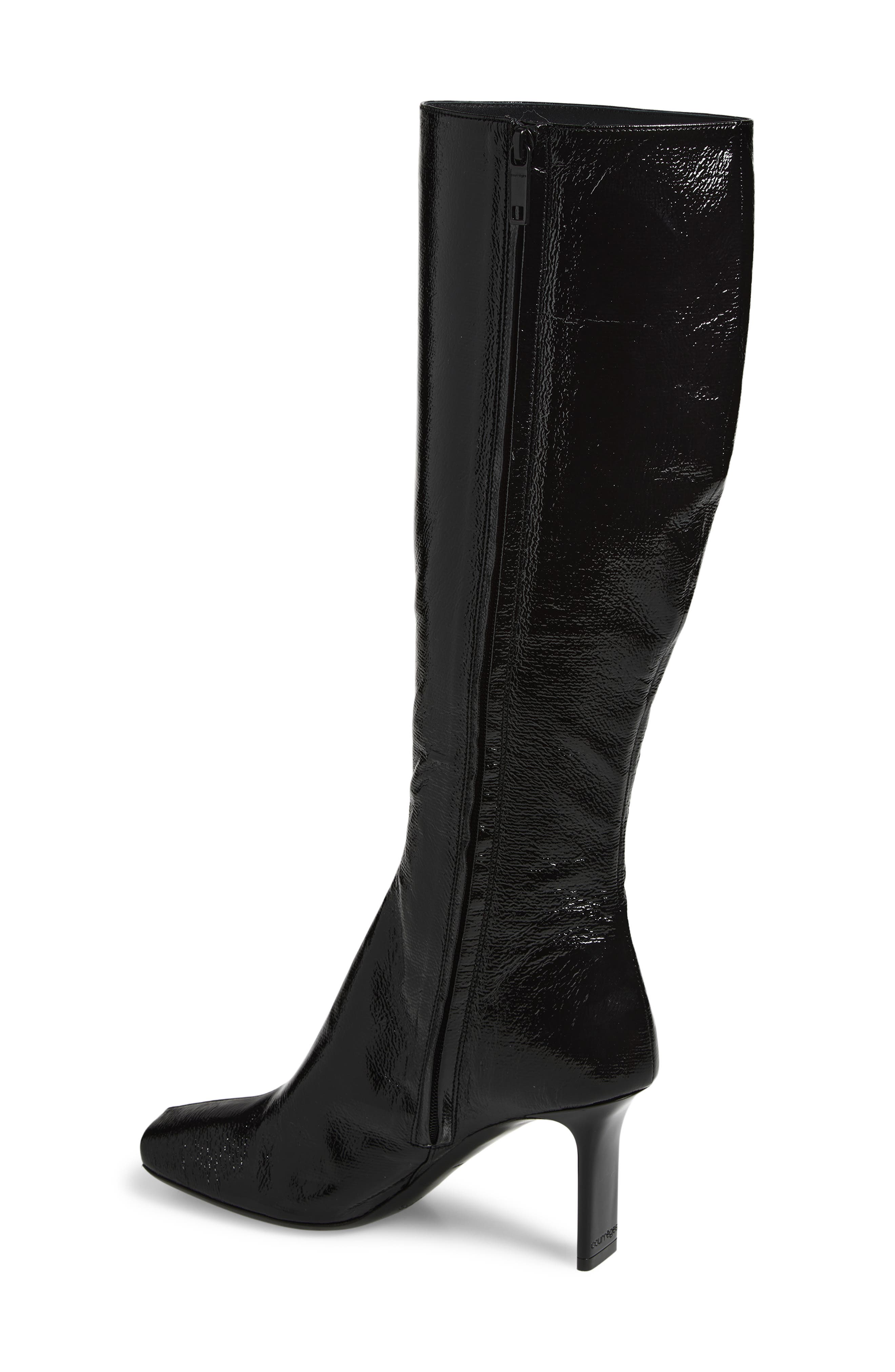 Courrèges Square Toe Vinyl Boot, Alternate, color, Black