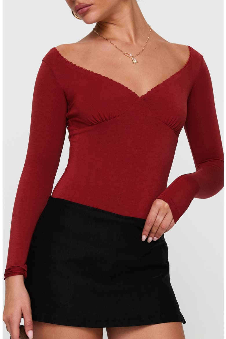 Loveydove Long Sleeve Bodysuit, Main, color, BURGUNDY