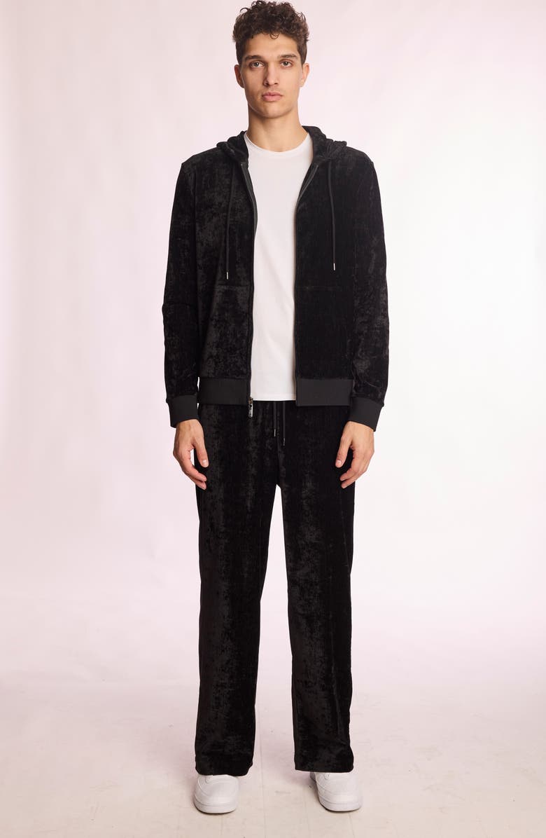 PAISLEY & GRAY Full Zip Velvet Hoodie, Alternate, color, Black Velvet