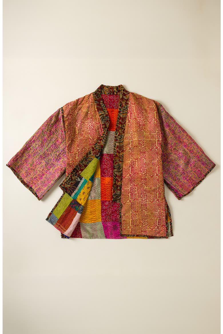 Reversible Silk Sari Kantha Jacket, Alternate, color, Multi