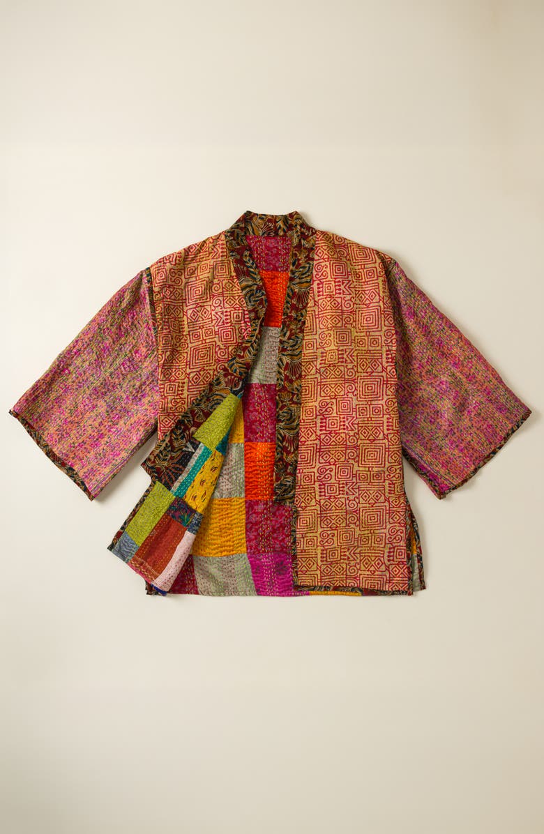 Uncommon Goods Reversible Silk Sari Kantha Jacket, Alternate, color, Multi