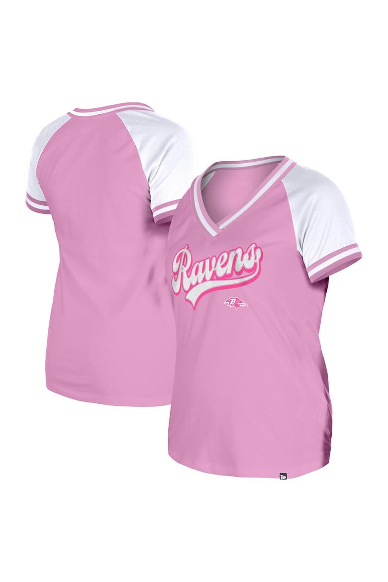Women's New Era Pink Baltimore Ravens Mommy & Me V-Neck T-Shirt, Main, color, Pink