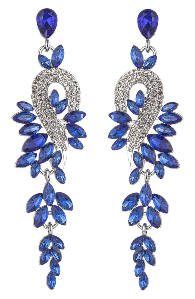 EYE CANDY LOS ANGELES Gardena Drao Statement Earrings, Main, color, Blue