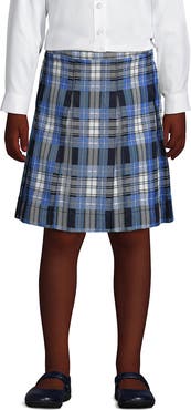 Lands' End School Uniform Girls Plaid Box Pleat Skirt Top of the Knee