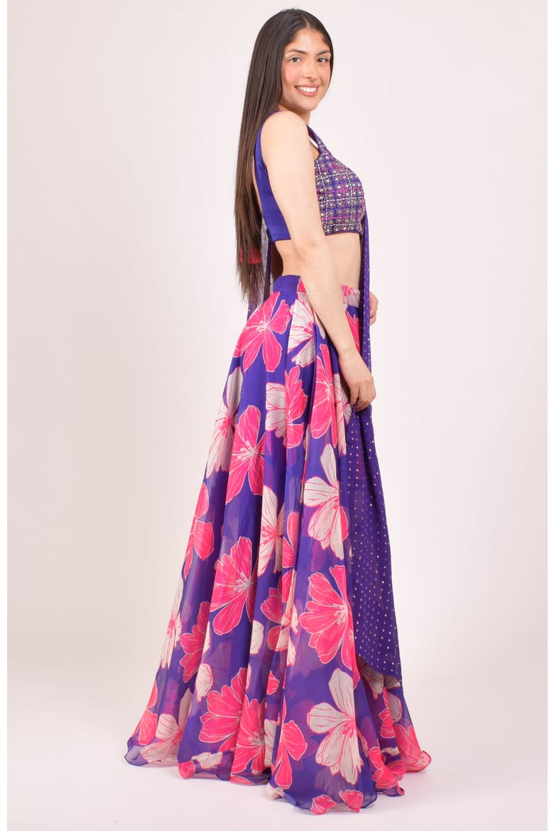 Floral Organza Embroidered Lehenga Choli, Alternate, color, Purple