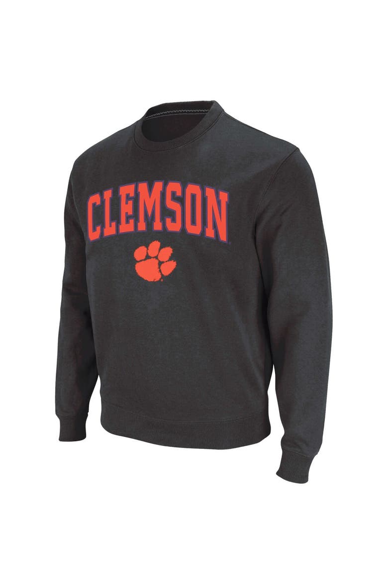 Men's Colosseum Charcoal Clemson Tigers Arch & Logo Crew Neck Sweatshirt, Main, color, Charcoal
