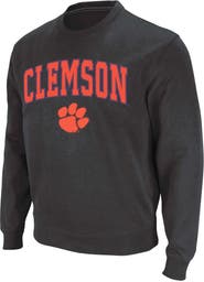 COLOSSEUM Men's Colosseum Charcoal Clemson Tigers Arch & Logo Crew Neck Sweatshirt
