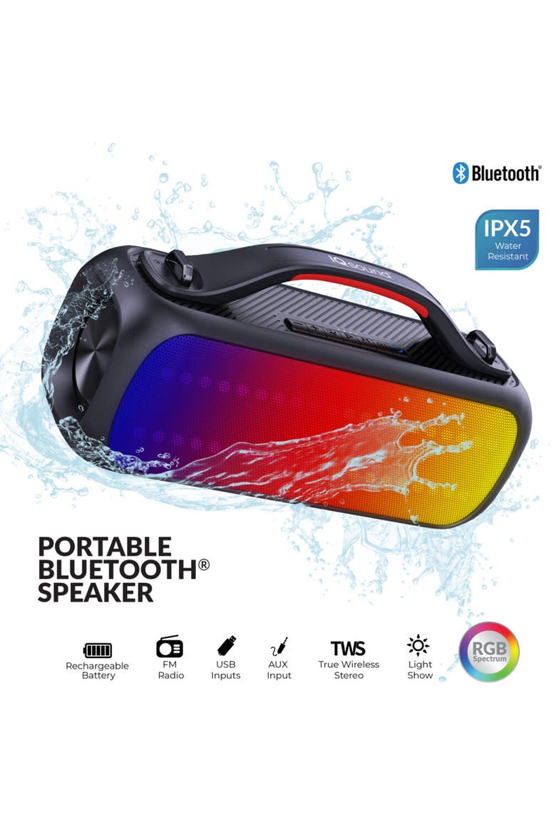 LED Portable Bluetooth Speaker IPX5 Water Resistant, Alternate, color, Black