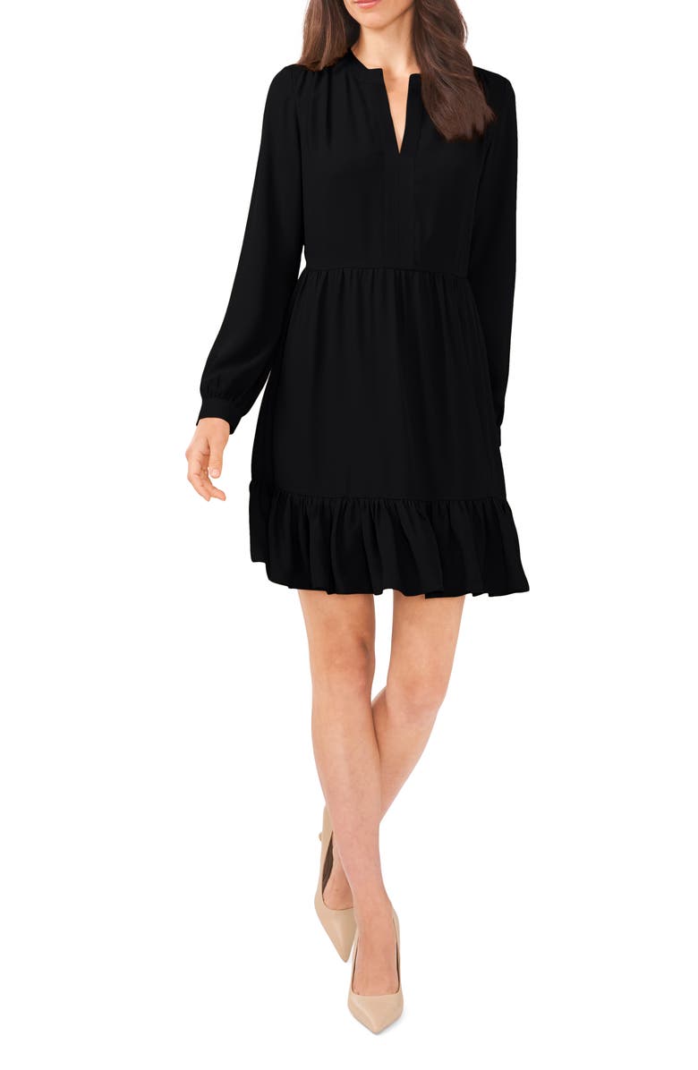 Vince Camuto Ruffle Hem Long Sleeve Dress, Main, color, 