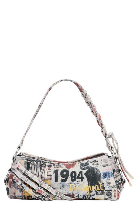 Small Mixed Print Denim Crossbody Bag