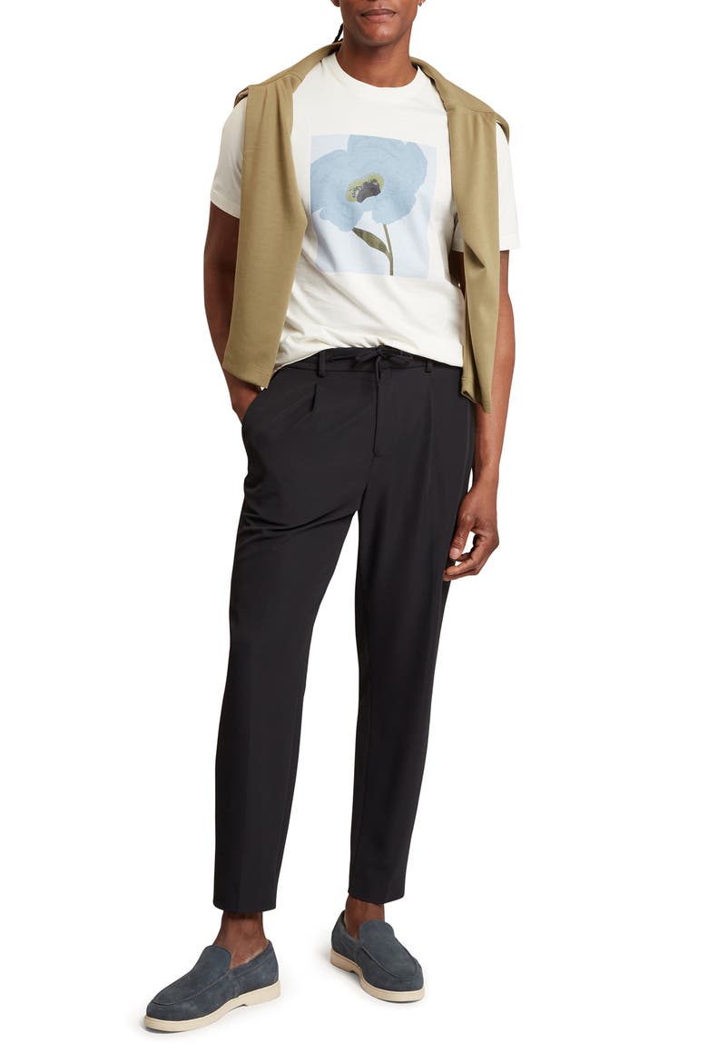 Cialdat Pleated Straight Leg Drawstring Pants, Alternate, color, BLACK
