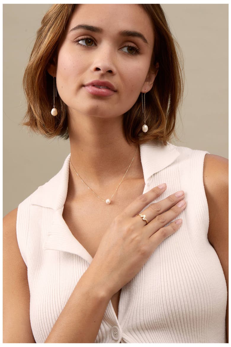 Sabina Keshi Pearl Threader Earrings, Alternate, color, GOLD