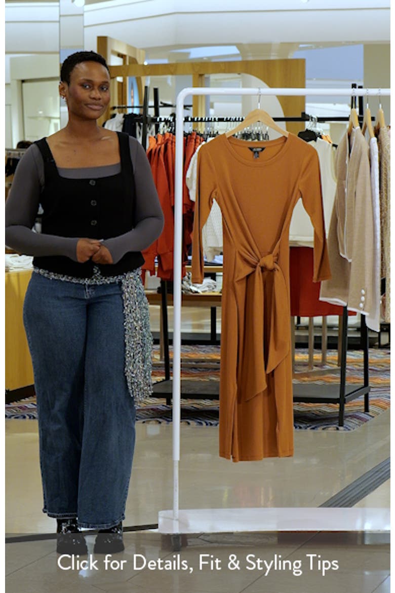 Imalah Tie Waist Rib Cotton Blend Midi Dress video