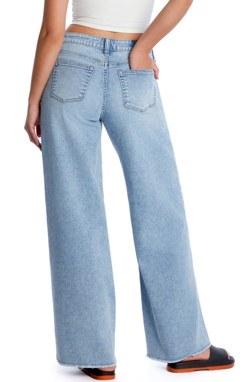 Hint Of Blu Happy Shaggy High Waist Raw Hem Wide Leg Jeans In City Denim