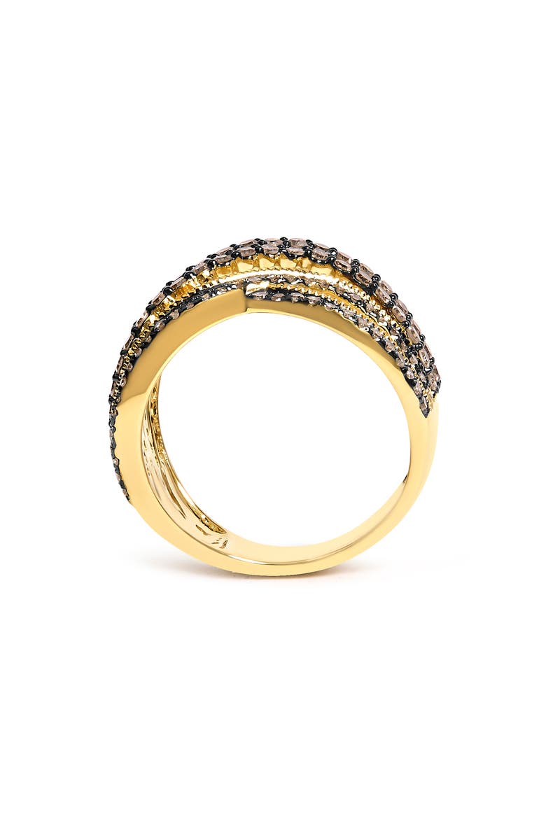 10K Yellow Gold Plated .925 Sterling Silver 1.0 ctw Champagne Diamond Highway Ring, Alternate, color, Yellow Gold over Silver