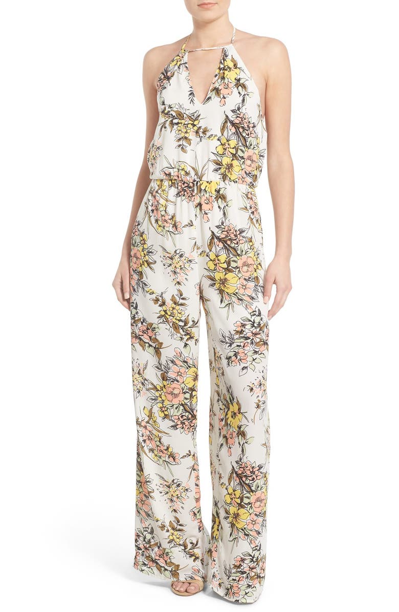 Leith Floral Print Halter Jumpsuit, Main, color, 