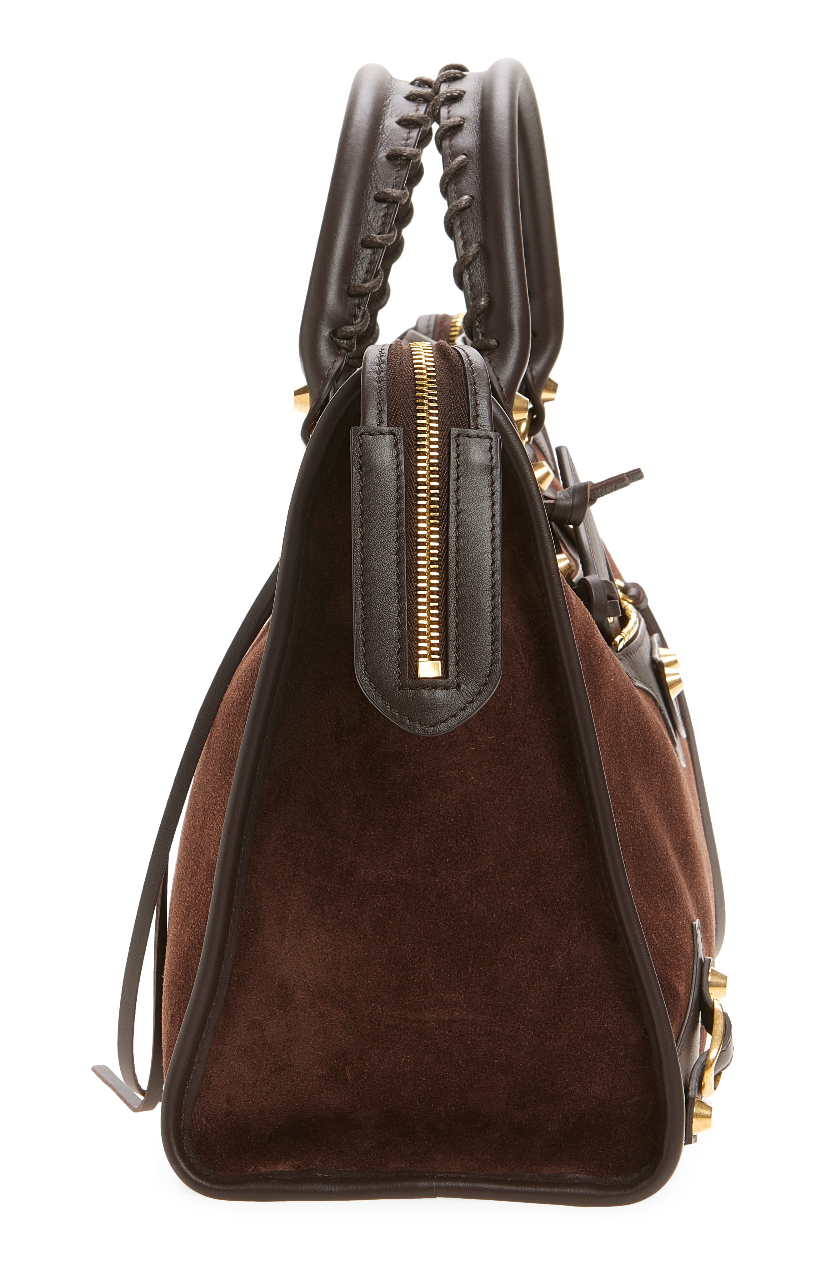 Medium Le City Suede Satchel, Alternate, color, 2356 MOKA