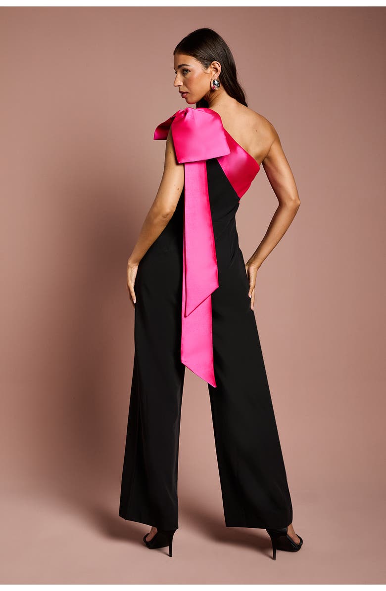 Coast Bow One Shoulder Wide Leg Jumpsuit, Alternate, color, Black