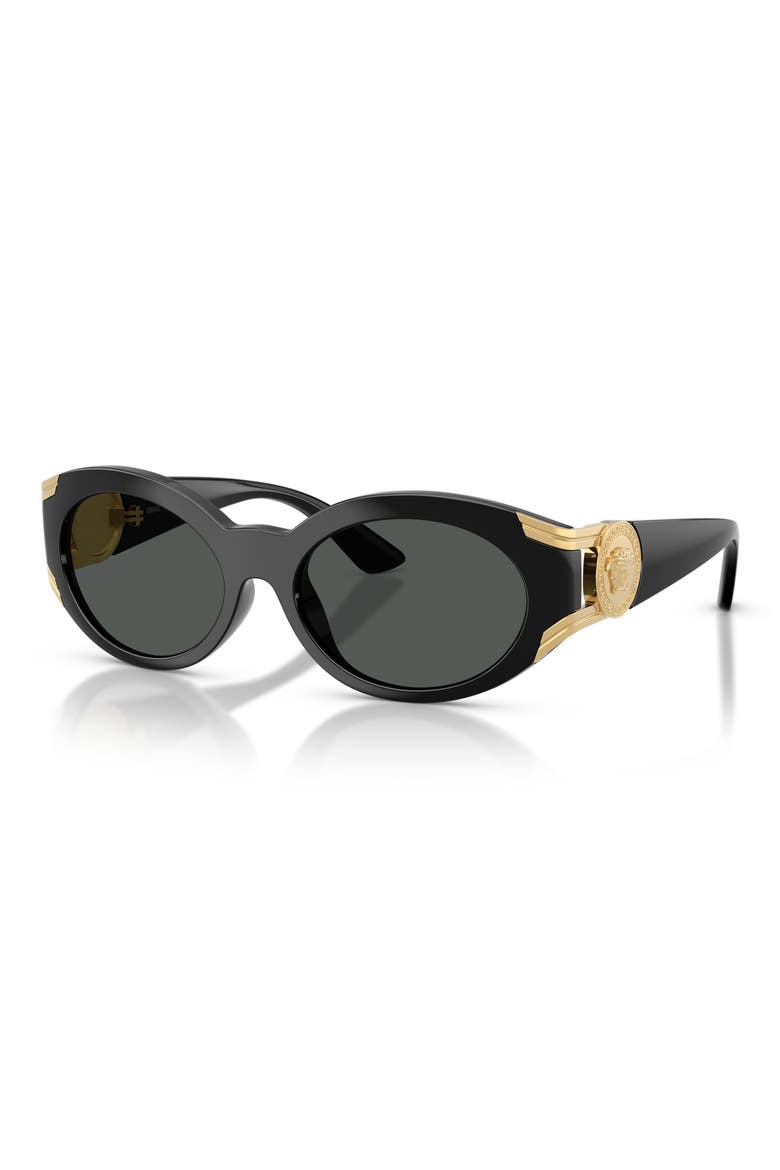 55mm Oval Sunglasses, Alternate, color, BLACK / DARK GREY