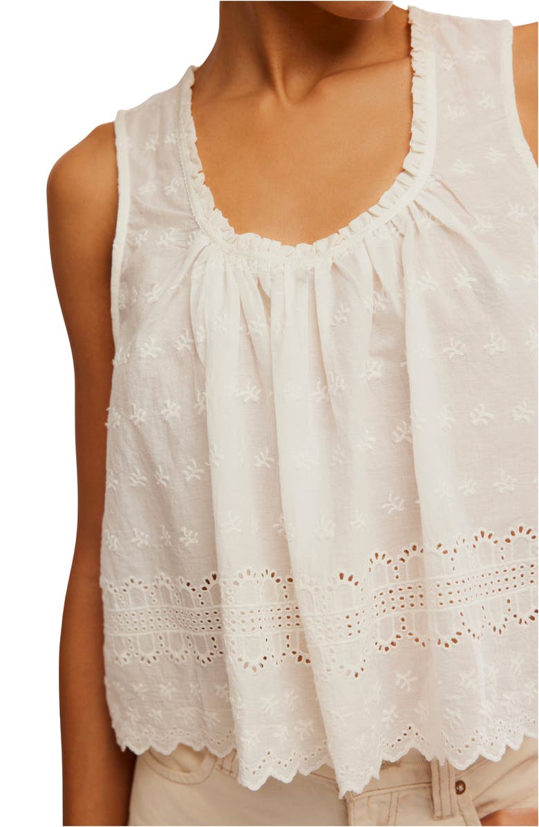 Free People Marina Eyelet Tank, Alternate, color, Clean Ivory
