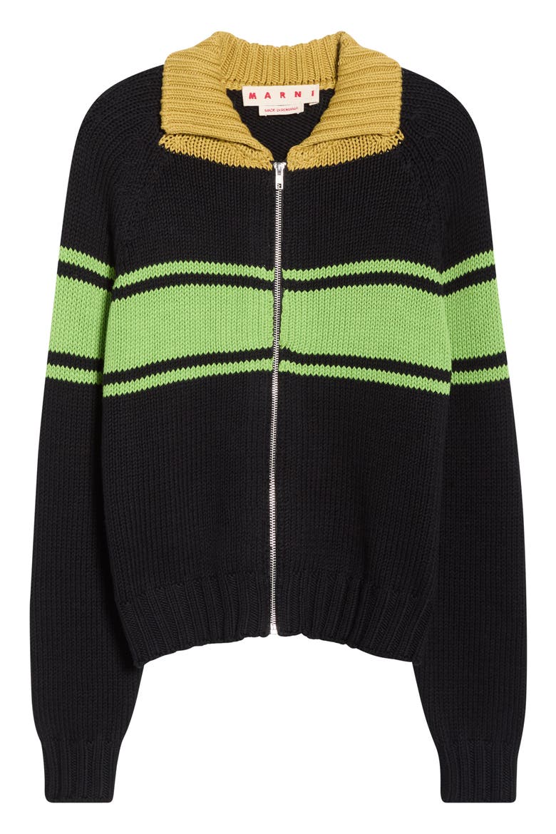 Colorblock Cotton Zip-Up Cardigan, Main, color, 00N99 BLACK