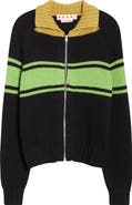 Marni Colorblock Cotton Zip-Up Cardigan