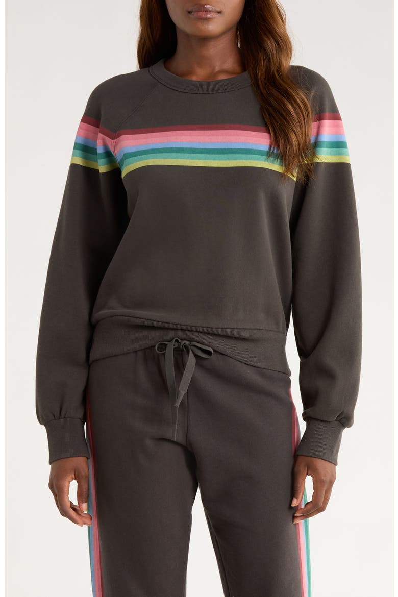 Cloud 9 Stripe Cotton Blend Sweatshirt, Main, color, FADE BLACK