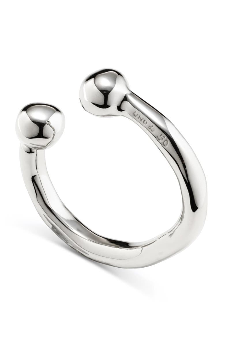 Double Bead Bangle, Alternate, color, Silver