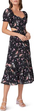 PAIGE Linh Floral Cutout Puff Sleeve Linen & Cotton Sundress
