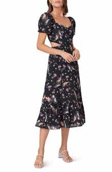 PAIGE Linh Floral Cutout Puff Sleeve Linen & Cotton Sundress
