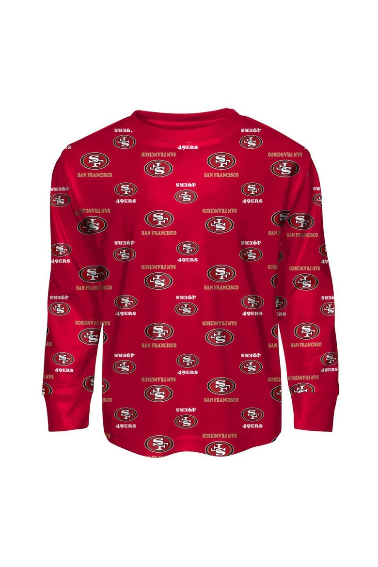 Toddler Outerstuff Scarlet San Francisco 49ers All-Over-Print Long Sleeve T-Shirt and Pants Sleep Set, Alternate, color, Scarlet