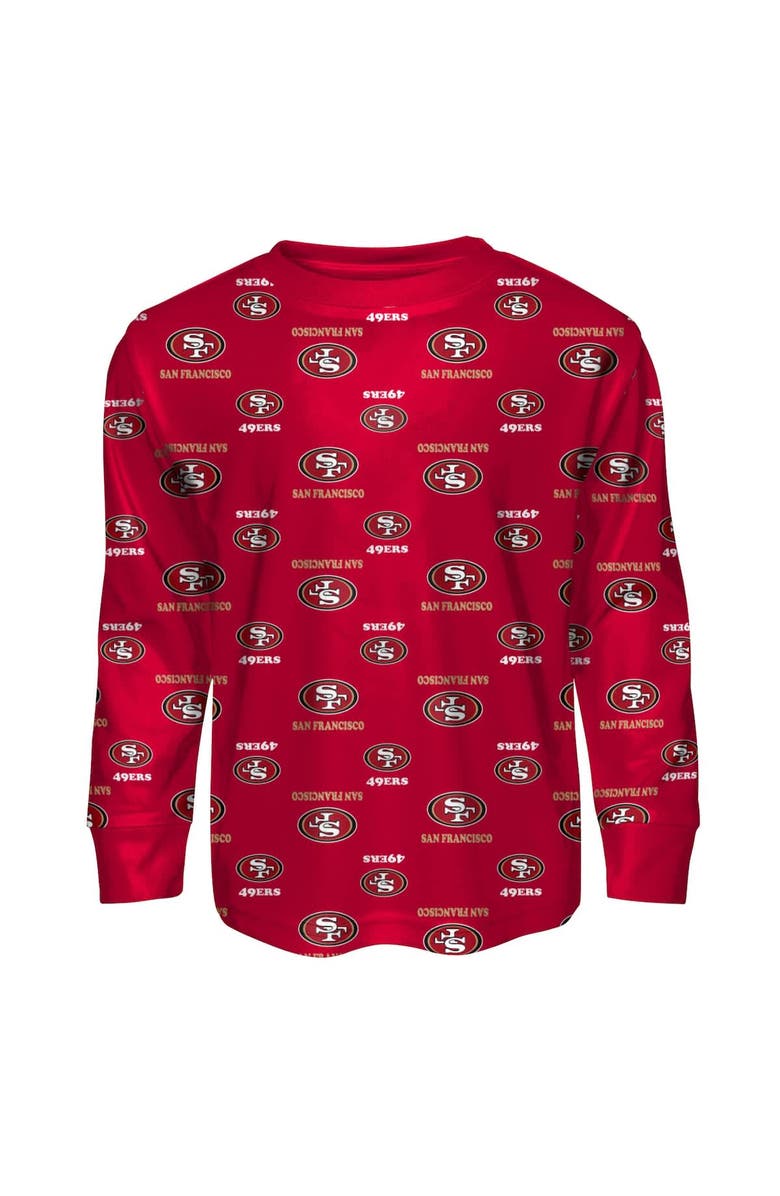 Outerstuff Toddler Outerstuff Scarlet San Francisco 49ers All-Over-Print Long Sleeve T-Shirt and Pants Sleep Set, Alternate, color, Scarlet