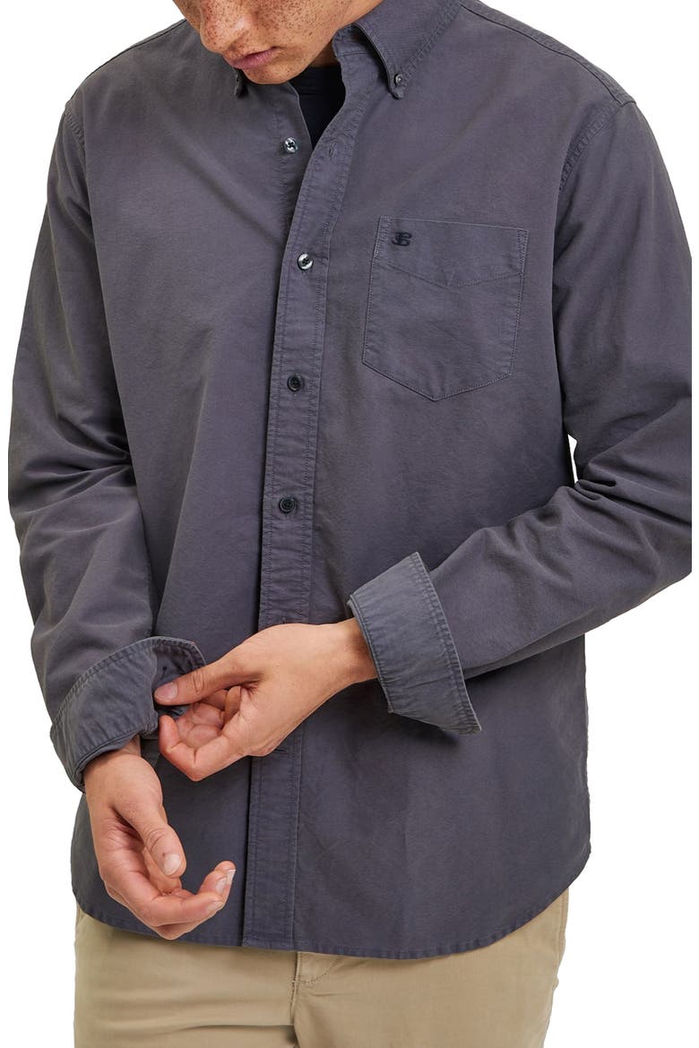 Beatnik Garment Dyed Button-Down Shirt, Main, color, CHARCOAL