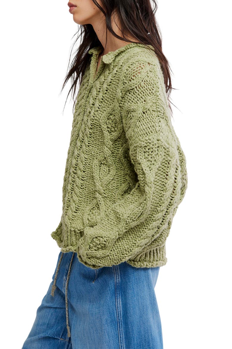 Opal Cable Knit Cardigan, Alternate, color, IGUANA