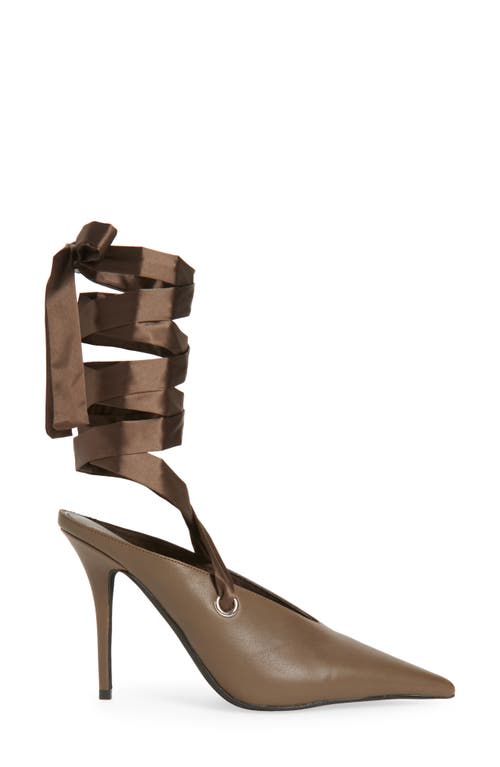 Jeffrey Campbell Grateau Ankle Wrap Mule In Brown