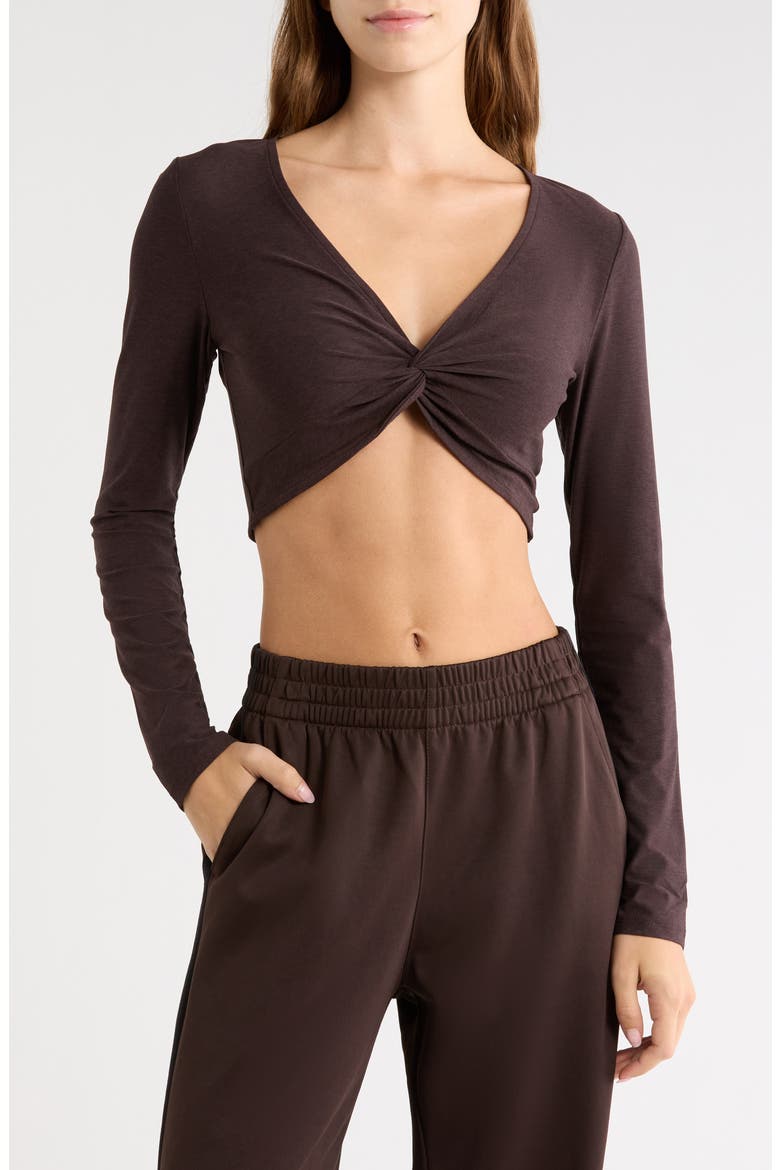 Featherweight Plie Performance Long Sleeve Top, Main, color, DARK CHOCOLATE HEATHER