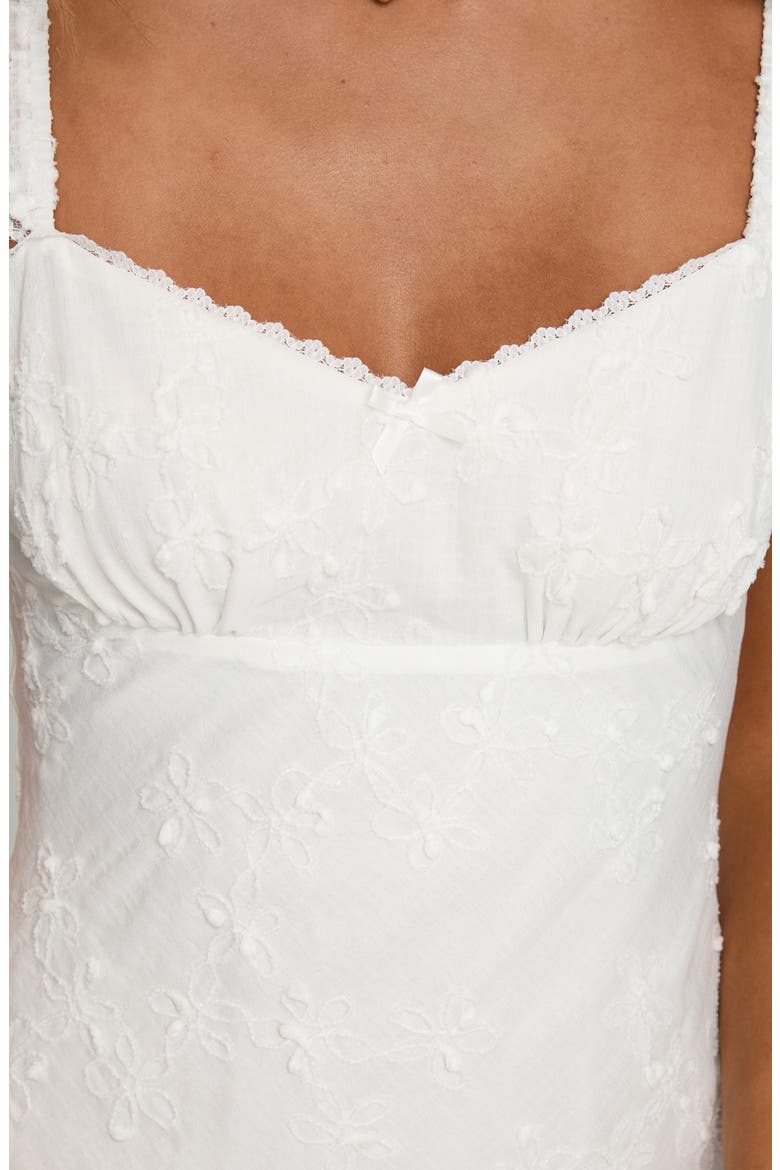 Beacall Embroidered Lace Trim Cotton Mini Sundress, Alternate, color, WHITE