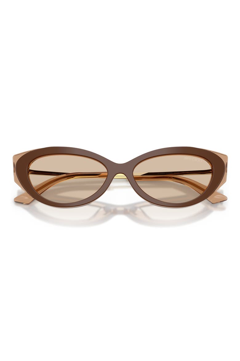 54mm Cat Eye Sunglasses, Alternate, color, BROWN/ TAN / LIGHT BROWN