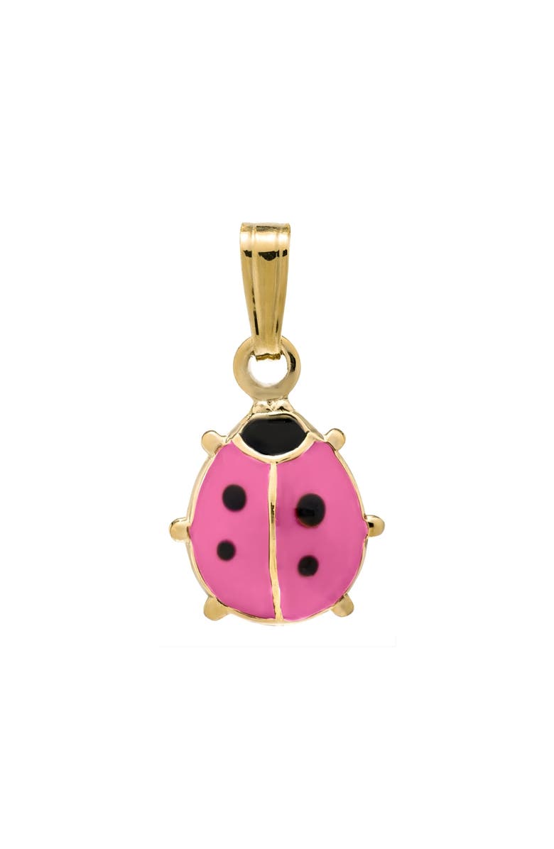 Mia Belle Girls Ladybug Pendant Necklace, Alternate, color, Metallic Gold