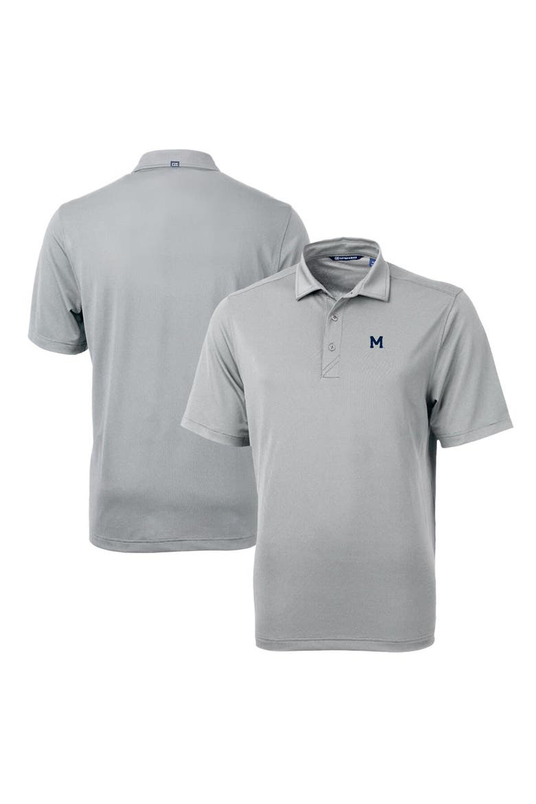 Men's Cutter & Buck Gray Michigan Wolverines Team Big & Tall Virtue Eco Pique Recycled Polo, Main, color, Gray