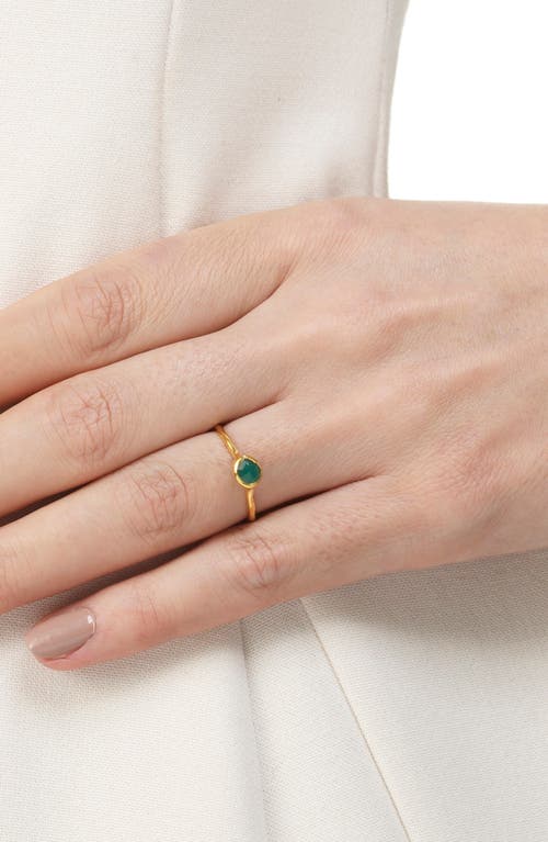 Shop Monica Vinader Siren Small Semiprecious Stone Stacking Ring In Green Onyx/yellow Gold