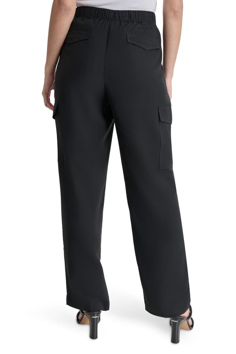 Carrot Drawstring Cargo Pants, Alternate, color, BLACK