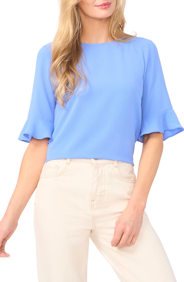 CeCe Ruffle Cuff Blouse, Main, color, Bellflower Blue
