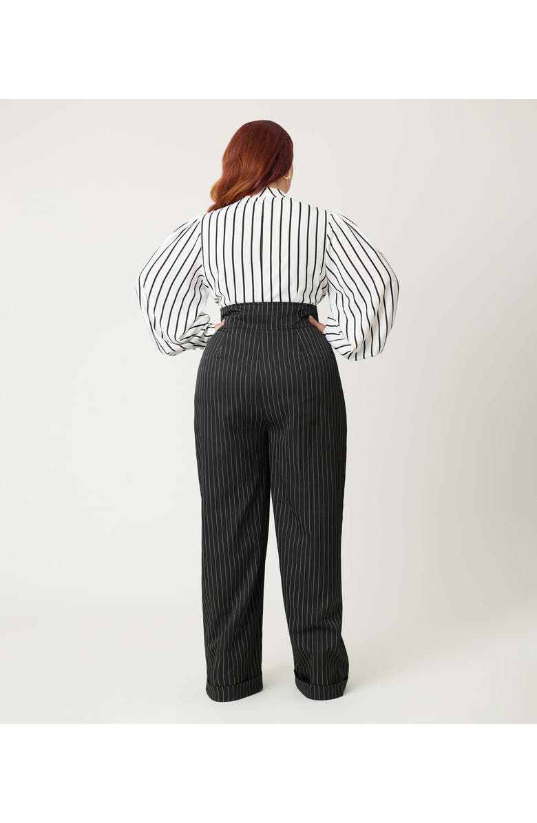Unique Vintage Plus Size High Waist Trouser, Alternate, color, Black Pinstripe