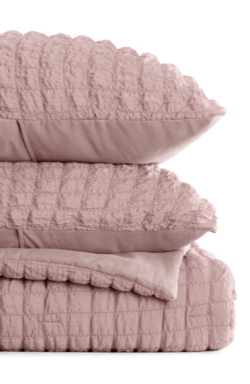 Homespun Seersucker Textured 3-piece Comforter Set In Pink